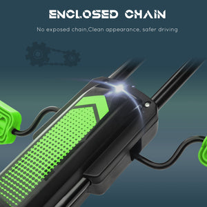 Pedal go-kart with adjustable seat, shock-absorbing rubber wheels, green