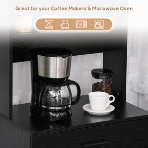 Kitchen buffet with microwave counter, black