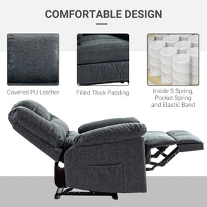 Manual Recliner Chair in Faux Leather, Black