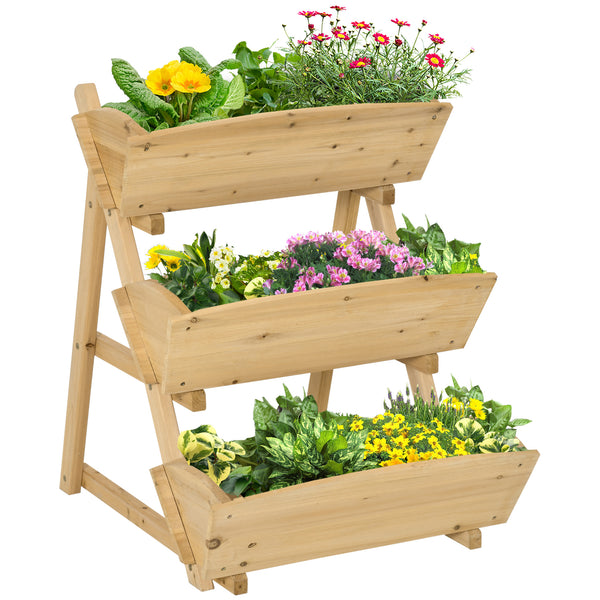 3-tier raised wooden planter
