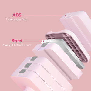 Set of 2 adjustable dumbbells from 2 to 11 lbs with removable plates – Pink