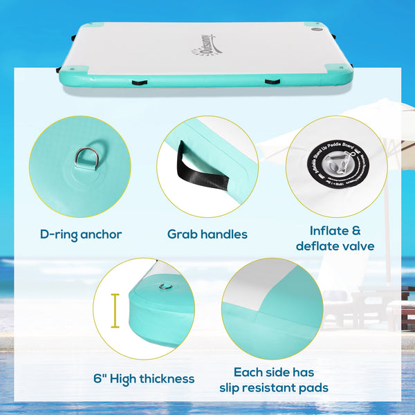 Floating dock with air pump and backpack