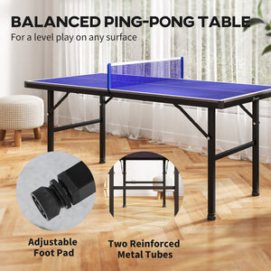Foldable ping pong table with adjustable legs and net