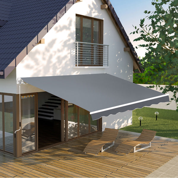 8' x 7' Retractable Awning, Patio Awnings, Sunshade Shelter with 280 g/m² UV & Water-Resistant Fabric and Aluminum Frame for Deck, Balcony, Yard, Grey