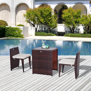 3-piece outdoor dining set in woven resin