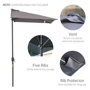 8-foot half-round parasol, grey
