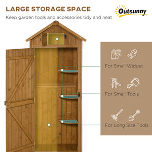 Garden shed with 3 shelves, brown