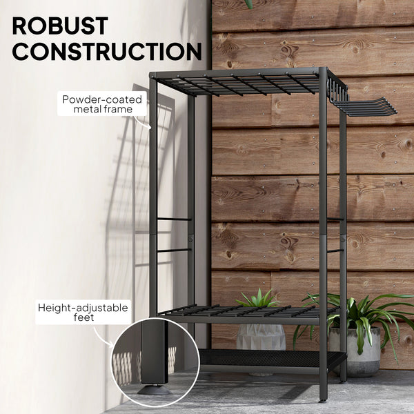 3-Tier Garden Tool Storage Tower, Black