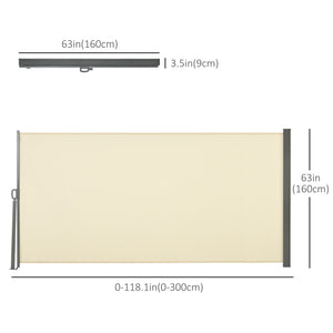 Retractable side awning, UV and wind resistant, cream white