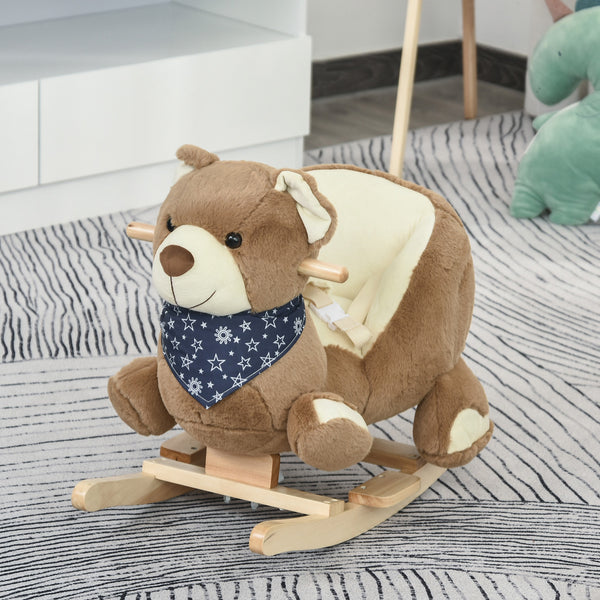 Rocking bear with fun music and soft plush fabric