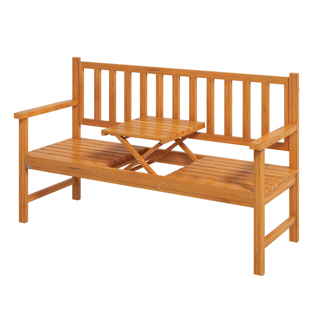 Wooden bench with a central lifting table that can accommodate 2 to 3 people