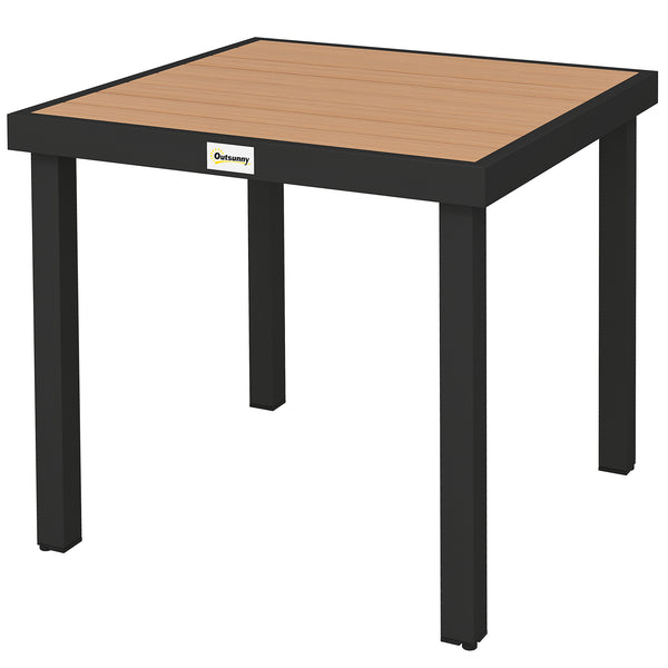 Patio Dining Table for 4, Square Aluminum Outdoor Table for Garden Lawn Backyard, Natural