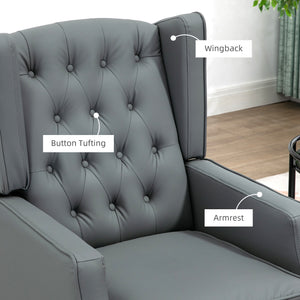 Modern faux leather accent chair with thick padding, gray