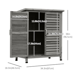 Wooden garden shed with 2 doors, grey