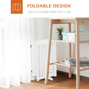 Freestanding wooden pet gate with 3 foldable panels
