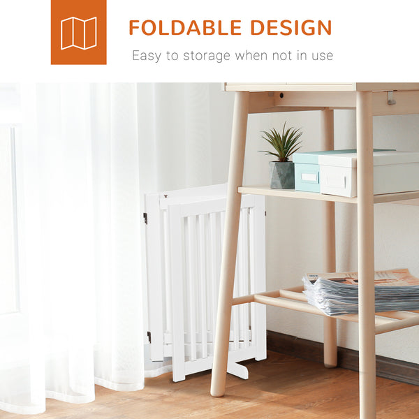 Freestanding wooden pet gate with 3 foldable panels