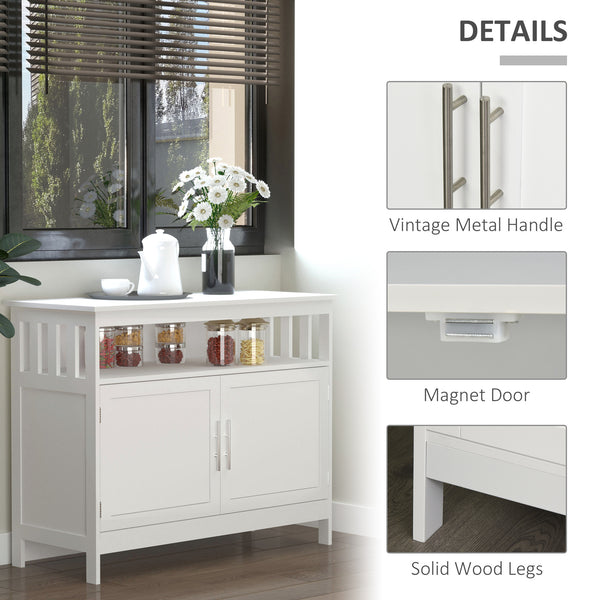 Wooden console table with open shelf and 2-tier cabinet, white