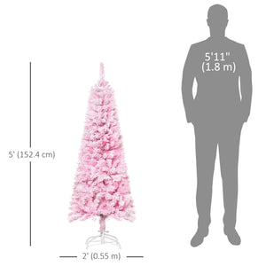 5ft Pink Snow Frosted Artificial Christmas Tree