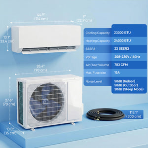 23000 BTU 22 SEER2 230V Wi-Fi-Enabled Split Air Conditioner with Heat Pump and Inverter, Cools up to 1500 Sq Ft.