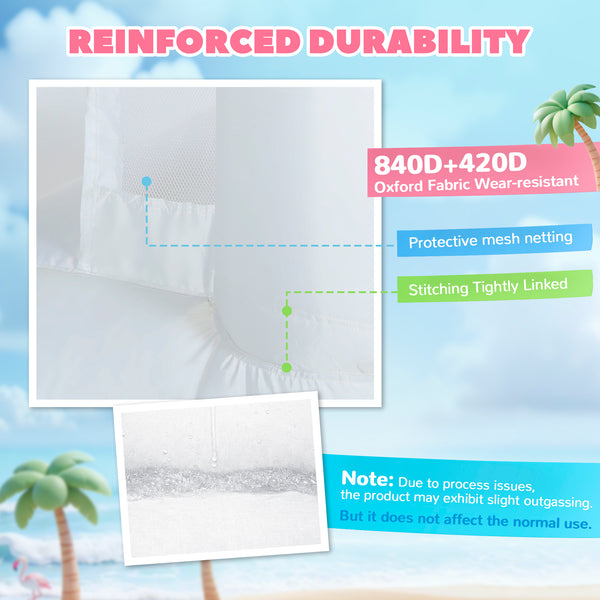 3-in-1 White Inflatable Bouncy Castle for Kids with Slide, Ball Pit, and 370W Blower, White