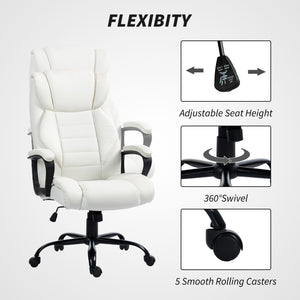 Massage office chair, 6-point vibration, adjustable height, white