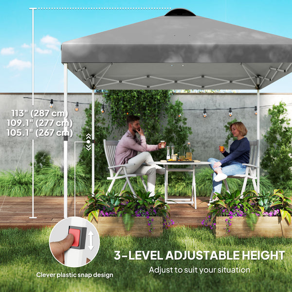 Folding shelter 10 x 10 with 2 half side walls, UV50+ protection, dark grey