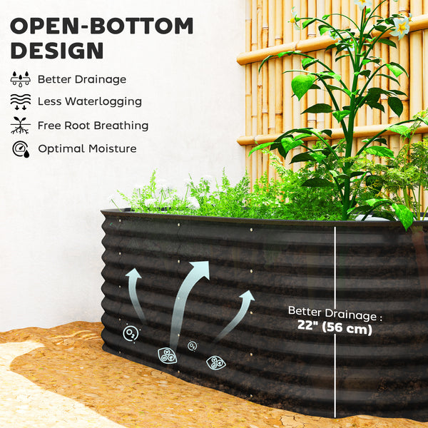 Galvanized raised planter with safety edging and gloves, black