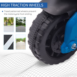 6V Electric Motorcycle with Small Wheels, Blue