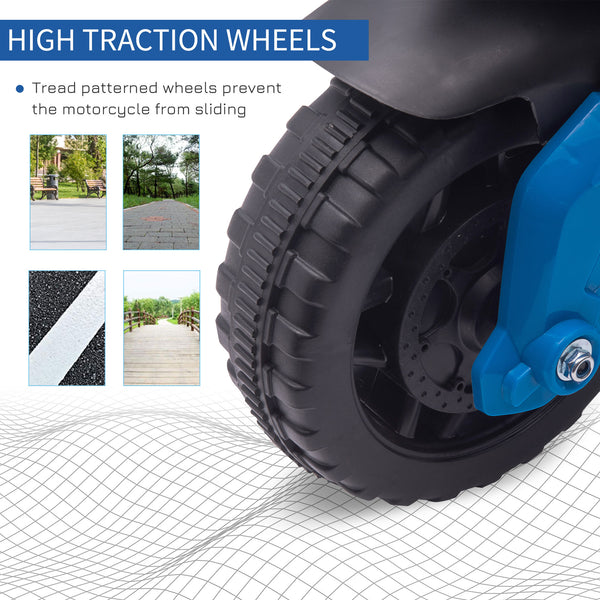 6V Electric Motorcycle with Small Wheels, Blue