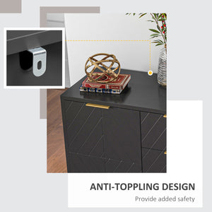 Storage sideboard with 3 drawers, adjustable shelves and doors, black