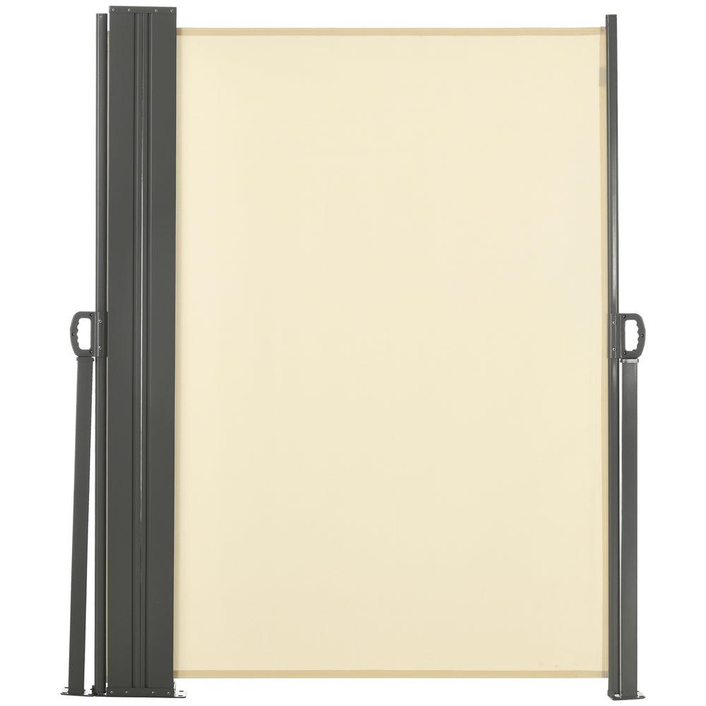 Retractable outdoor privacy wall, cream white