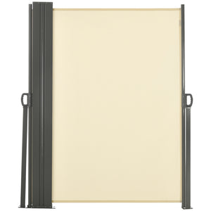 Retractable outdoor privacy wall, cream white