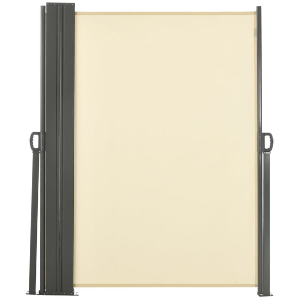 Retractable outdoor privacy wall, cream white