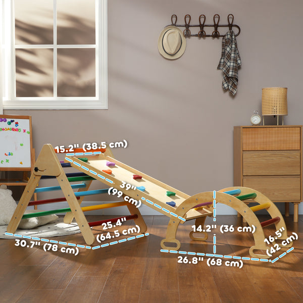 Pikler 5-in-1 Triangle Set with Ladder, Ramp and Arch, Multi-Color