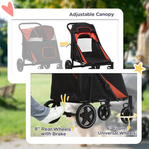 Foldable Pet Stroller for Large and Medium Dogs, Red