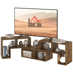 3-piece modular TV stand with 6 compartments for TVs up to 75 in. – Rustic brown