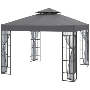 10'x10' Portable Garden Gazebo with Mosquito Netting Grey