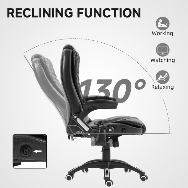 High Back Reclining Massage Office Chair with Swivel Casters, Black