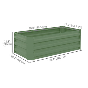 Set of 2 raised steel planters, green