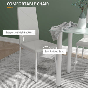 Modern 4 Person Dining Table Set, Space Saving with Rectangular Tabletop and Steel Frame, White