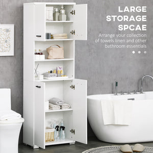 Freestanding bathroom cabinet with open shelves and cupboards, white