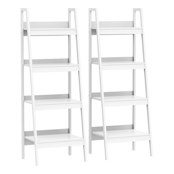 Set of 2 4-Tier Ladder Shelves, White