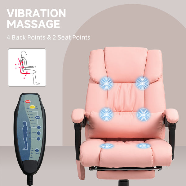 6-point vibrating massage chair with retractable footrest, pink