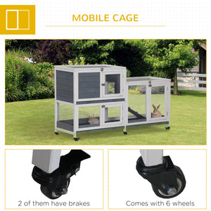 Wooden hutch with pull-out tray, lockable door and opening roof, grey