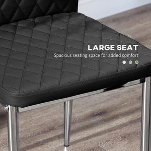 Set of 4 dining chairs with faux leather upholstery and steel legs, black