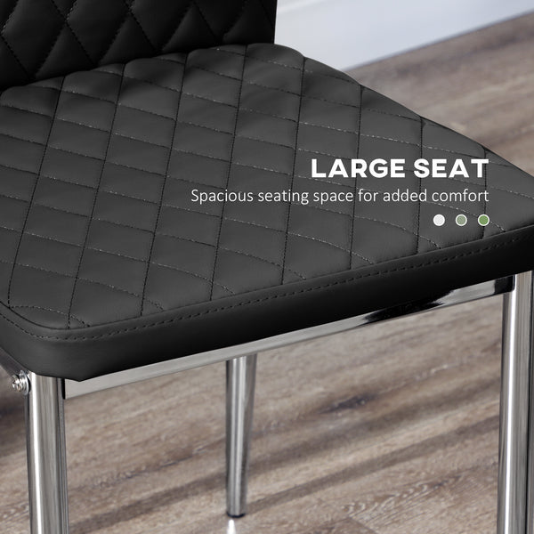 Set of 4 dining chairs with faux leather upholstery and steel legs, black