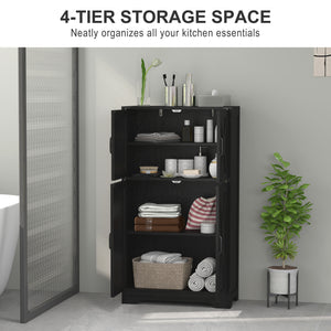 Farmhouse Style Kitchen Pantry with Barn Doors and Adjustable Shelves, Black