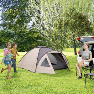 Camping tent with integrated groundsheet and hook
