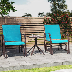 Set of 3 chairs with breathable mesh seat and glass table, blue