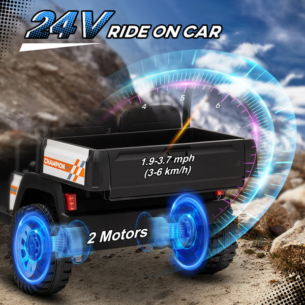 24V 2-seater electric car for children with remote control, white